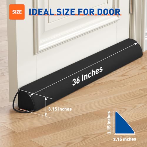 Draft Stopper for Bottom of Door 36 Inches, Black, Home Essential - view 2