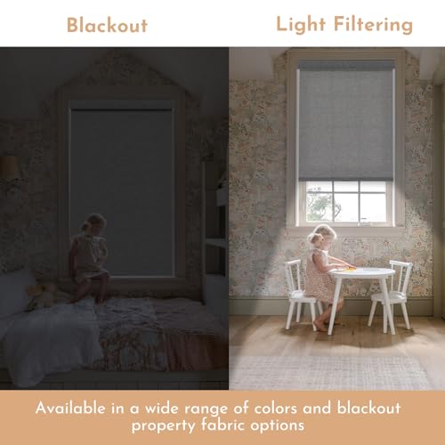 Blackout Roller Shades for Windows,Cordless,Linen Fabric,Roller Blinds for Windows,Thermal Insulated Fabric UV Protection,Window Shades for Home,Office,Bedroom,Door,Blackout-Grey,Custom Now - view 3
