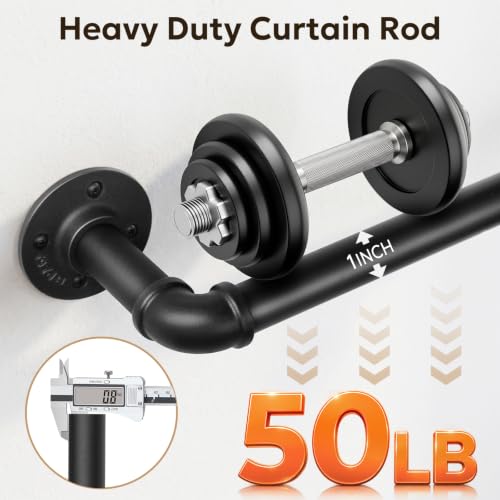 Curtain Rods 72-144 Inch, 1 Inch Industrial Black Curtain Rod - view 3