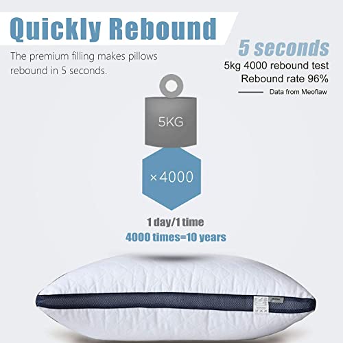 Gusseted Queen Size Bed Pillows Set of 2, Luxury Hotel Pillows - view 4