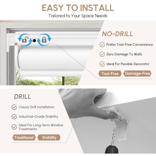 No Drill Motorized Blinds with Remote, 100% Blackout Roller Shades - view 6