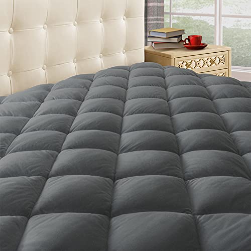 King Quilted Mattress Pad Cover with Deep Pocket (8"-21"), Gray - view 5