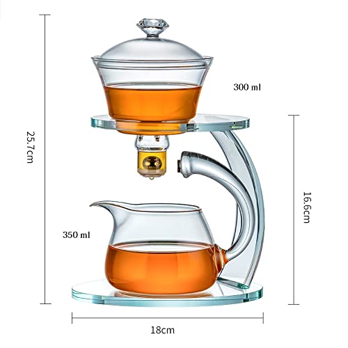 Lazy Kungfu Glass Tea Set Semi Automatic Drip Rotating with Infuser Glass Teapot Set - view 6