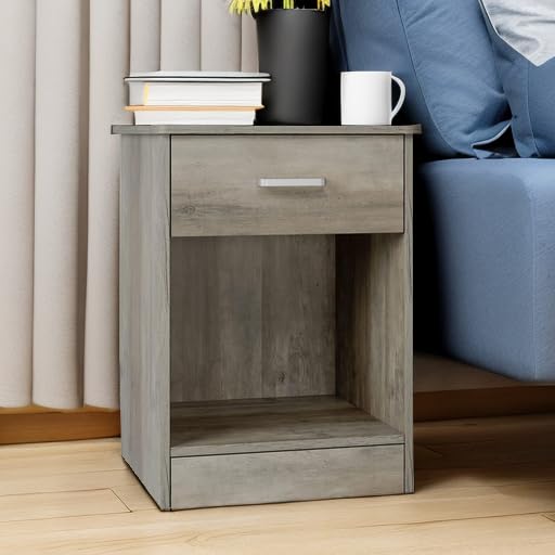 Nightstand Set of 2 with Drawer and Storage Shelf - view 6