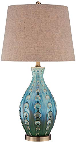 26 1/2" Tall Table Lamp Peacock Blue Modern Ceramic Vase Teal Mid Century - view 2