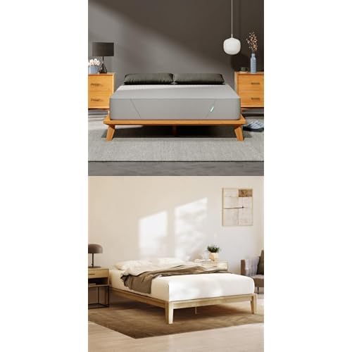 14” Cal King Mattress & 2 Bonus Pillows with Bamboo Bed Frame - Natural Color - Medium Firm Memory Foam - Premium Pressure Relieving Layers - Easy Tool Free Set Up - Holds Up to 800 Pounds