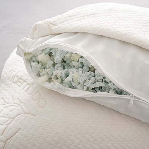 Premium Adjustable Gel Shredded Memory Foam Pillow with Cooling + Washable Cotton Linen Removable Cover | Orthopedic Neck Support for Home and Hotel Collection (Standard) - view 5