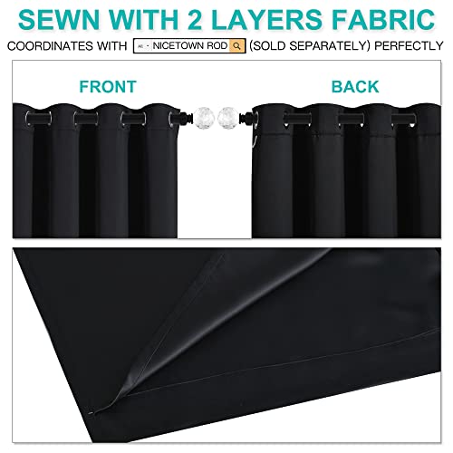 Black Blackout Curtains for Patio 52" Wide x 95" Long 2 Panels - view 5