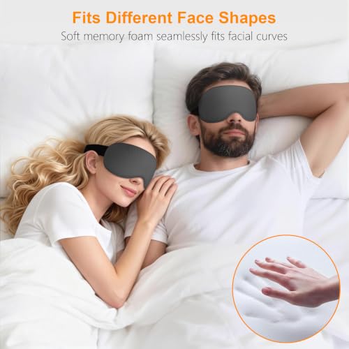 100% Blackout Sleep Eye Mask for Side Sleeper Men Women, Zero Eye Pressure 3D Contoured Cup and Eyelash Friendly Sleeping Mask, Ergonomic-Dark Grey - view 5