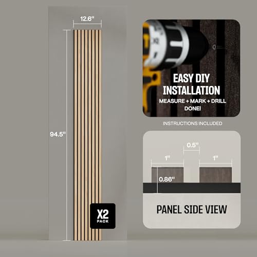 2-Pack Wood Panels for Wall - Acoustic Wood Slat Wall Panels, Soundproof Wooden Paneling for Interior Decor - view 3