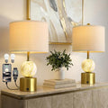 20.5" Small Bedside Table Lamps for Bedroom Nightstands, Gold Glass Modern Table Lamps Set of 2 with USB A+C Charging Port, Night Light, Luxury Lamps for Living Room End Table(Bulbs Included)