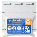 Ultrasorbs Drypads, 30" x 36", 25 Count, Super Absorbent Disposable Bed Pads, Large Incontinence Bed Pads, Chucks Protective Underpads, 10 Times More Absorbent, For Adults, Elderly