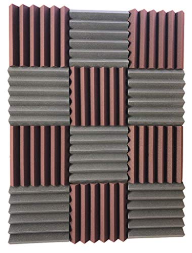 4492 Acoustic Wedge Soundproofing Studio Foam Tiles, 2 X 12 X 12-Inch, Pack of 12 (Charcoal Black and Burgundy Maroon) - view 4