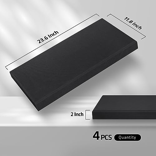 4 Pack Acoustic Panels 23.6"x11.8" Soundproof Fiberglass Panel, Black - view 3