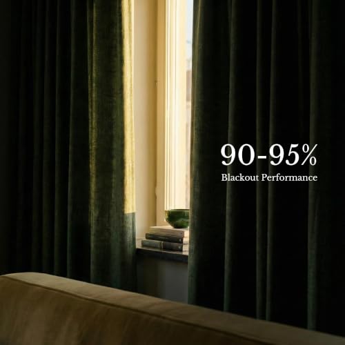 Vintage Olive Dark Green Pinch Pleated Linen Curtains 90 inch Long - view 4