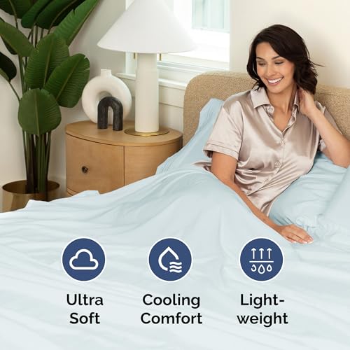 Full Flat Sheet - Single Top Flat Sheet Only - Soft & Cooling - Ice Blue - view 3