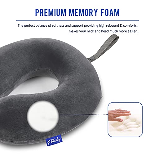 Travel Pillow Memory Foam for Airplanes - Neck Pillow for Traveling, Car, Home, Flight Pillow for Sleeping with Attachable Snap Strap Soft Washable Cover, Provide Head Neck Support Rest, Dark Gray - view 4
