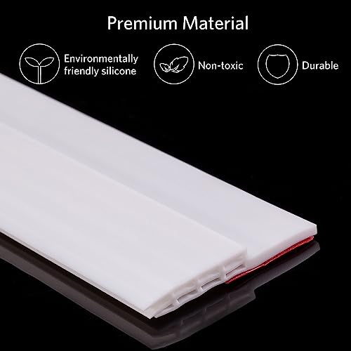 Door Draft Stopper Under Door Sweep for Exterior & Interior Doors, Weather Stripping Door Seal, Strong Adhesive Door Sweep Soundproof Weather Stripping, 2" W x 39" L, White - view 2
