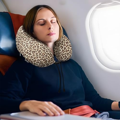 Leopard Cheetah Print Animal Gemoetric Neck Pillow Travel for Sleeping Airplane Travel Kit with Snap Clip & Storage Bag - view 6