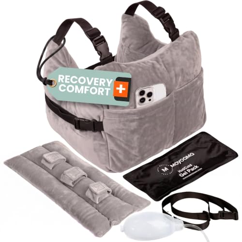Post Mastectomy Pillow – 4pc Protective Set with Gel Pack, Seatbelt Cushion, & Shower Lanyard– After Double Mastectomy Pillow Post Surgery Recovery Must Haves, Lumpectomy Recovery Supplies Kit