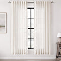 Cream Linen Curtains 72 inch Long 2 Panel Set for Living Room Back Tab Rod Pocket Semi Sheer Light Filtering Bedroom Window Curtain Modern Farmhouse Rustic Neutral Ivory Linen Drapes