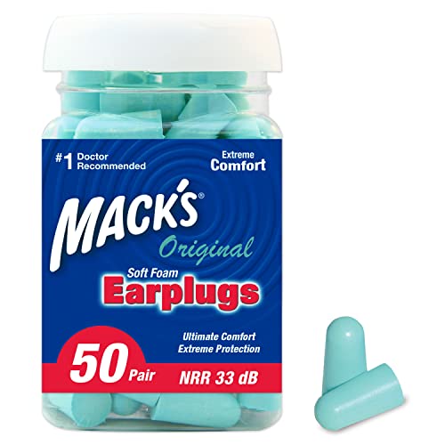 Original Soft Foam Earplugs, 50 Pair - 33dB Highest NRR, Comfortable Ear Plugs for Sleeping, Snoring, Work, Travel & Loud Events | Made in USA