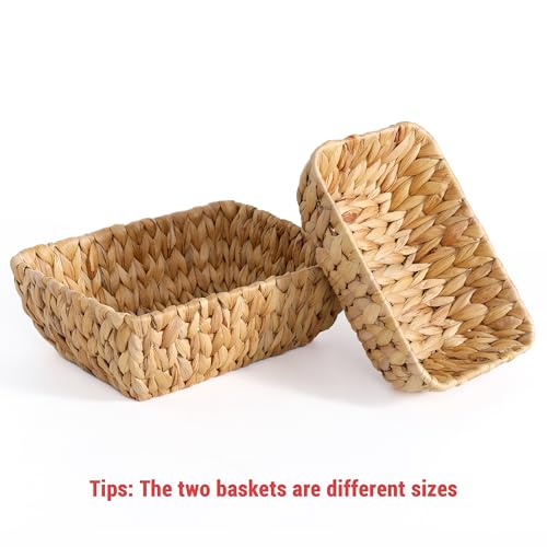 Small Wicker Baskets for Organizing 2 Pack, Hand Woven Baskets for Storage, Towels and Toilet Paper Organization, Woven Gift Basket,Countertop Baskets Set for Organizing - view 6