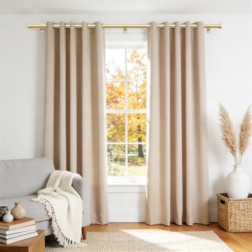 Gold Curtain Rod 36-144", 1" Heavy Duty Adjustable Rod Aluminum Finials - view 2