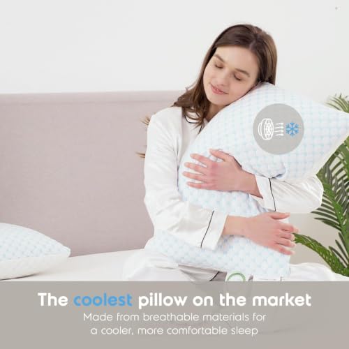 Cooling Pillow, Shredded Memory Foam Pillows King Size Set of 2, Gel Infused Cool Pillow, Adjustable King Size Pillow for Sleeping, Breathable King Pillow, Washable Removable Bed Pillow Cover - view 4