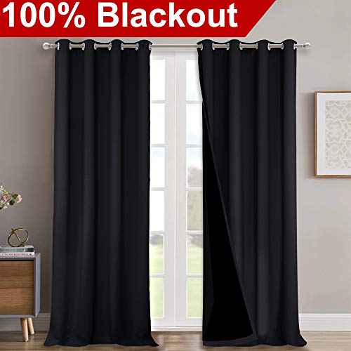 Black Blackout Curtains for Patio 52" Wide x 95" Long 2 Panels - view 2