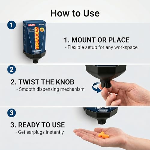 Earplug Dispenser, with 250 Pairs Earplug, NRR 32dB, Wall Mount - view 6