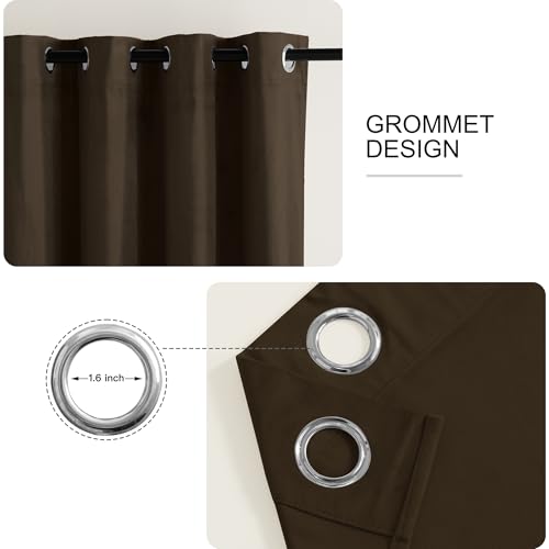 Brown Velvet Blackout Curtains 96 inches for Bedroom Living Room - view 2