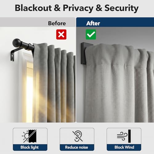 Heavy Duty Blackout Curtain Rods for Windows 32 to 60 Inch, Matte Black Wrap Around Curtain Rod, Long Window Treatment Rods, 1''Adjustable Curved Drapery Rod for Indoor Outdoor, Easy to Install - view 5