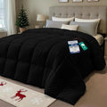 Comforter Duvet Insert, Quilted Comforter with Corner Tabs, Box Stitched Down Alternative Comforters (Black, King UK)