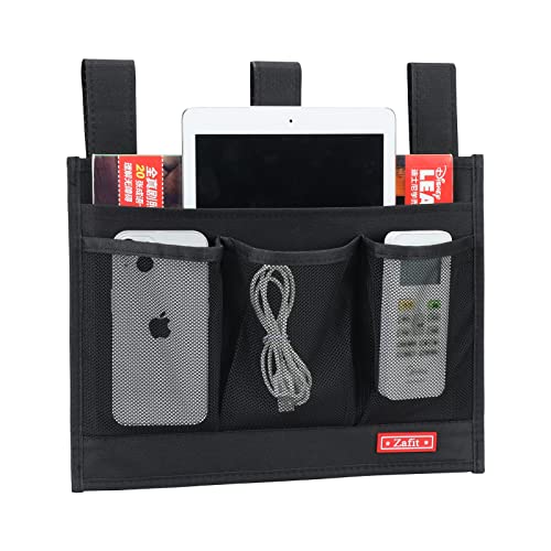 Hanging Bedside Caddy, Bedside Storage Organizer for Magazine, Phone, Remote control (Classic4 Pockets-Black) - view 2
