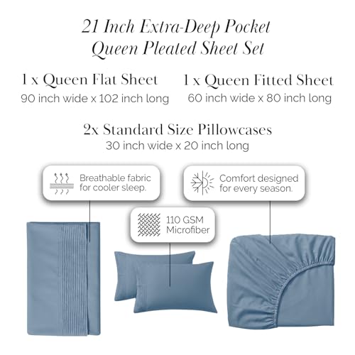 Southshore Fine Living, Inc. Queen Bed Sheets deep Pocket Set with 21" Deep Queen Fitted Sheet, Pillow Cases Standard Set of 2 | Hotel Luxury Quality | Easy Care Microfiber Sheets | Coronet Blue - view 2