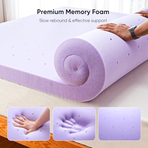 3-inch King Memory Foam Mattress Topper with Lavender Scent, Gel Infused Cooling Mattress Topper, Soft Mattress Topper for Sleeper Sofa, CertiPUR-US Certified - view 3