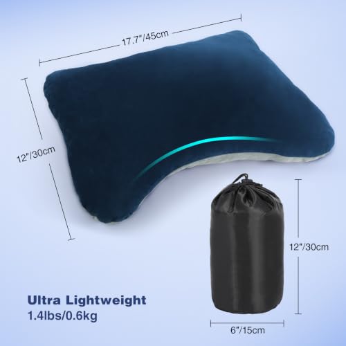 2 Pack Camping Pillow Sleeping–Memory Foam Travel Pillow,Navy Blue - view 2