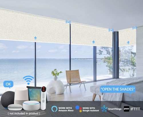 Motorized Blinds with Remote, 100% Blackout, Voice Controlled - view 2