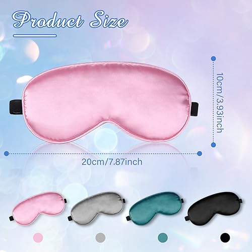 4 Pack Silk Sleep Eye Mask, Black, Grey, Dark Green, Pink - view 2