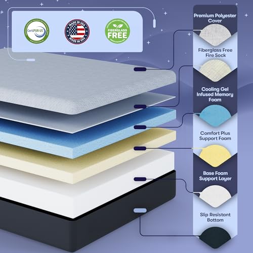 Celestial Aurora Adjustable Bed Base (Frame) + 12 inch Gel Memory Foam Mattress (Medium Soft), Easy Assembly, Head and Foot Lift, Zero Gravity, Memory Positions, CertiPUR-US Bed - TwinXL - view 5