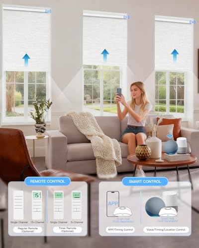Motorized Roller Shade, Blackout Smart Window Blind with Remote - view 2