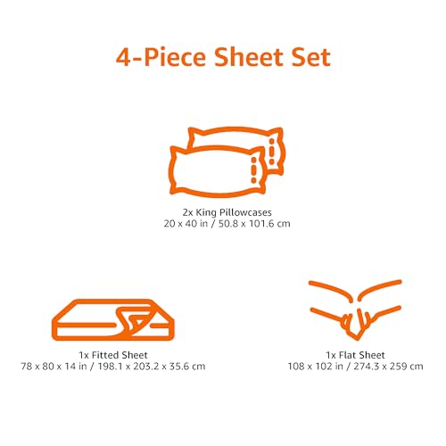 4 Piece Bed Sheets Set, 100% Cotton Jersey, Includes Super Soft, Flat and Fitted Sheets, Pillowcase, King, Oatmeal, Solid - view 6