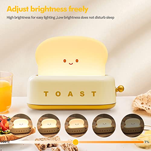 Small Table Lamp, Cute Toast Bread LED Bedroom Nightstand Light with Timer and Rechargeable, Cool Birthday Gift for Baby Kids Children Girls Boys - view 3