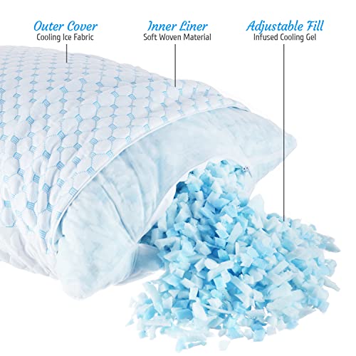 Cooling Pillows for Sleeping - Memory Foam Pillows - Luxury Gel Pillow with Reversible Cover Cool to Velvety - Breathable Bed Pillows for Side Sleepers - Queen - 18 x 26 - view 5