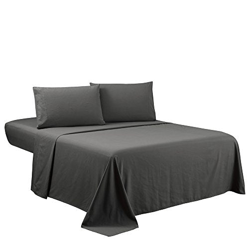4-Piece Bed Linen Set, Queen, Deep Gray, 1800 Series, Wrinkle & Fade Resistant, Deep Pocket, Luxury Brushed Microfiber Bed Sheets Set