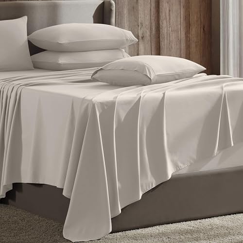 Extra Deep Pocket Sheet Sets, Luxury Soft 6 Piece Bed Sheet Set Fits Mattress 18-24 Inches - Split King Size, Linen - view 2