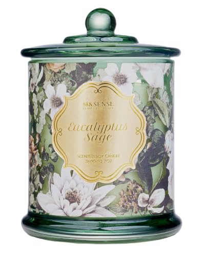 Eucalyptus Sage Non Toxic Large Soy Candle, 12.7oz Calm Scent