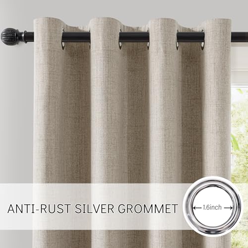 Linen Curtains 84 Inches Long 2 Panels Set 100% Blackout Curtain - view 6