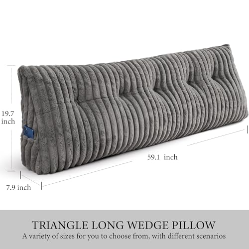 Queen Headboard Pillow, Triangular Wedge Pillow, Reading Pillows, Gray - view 2